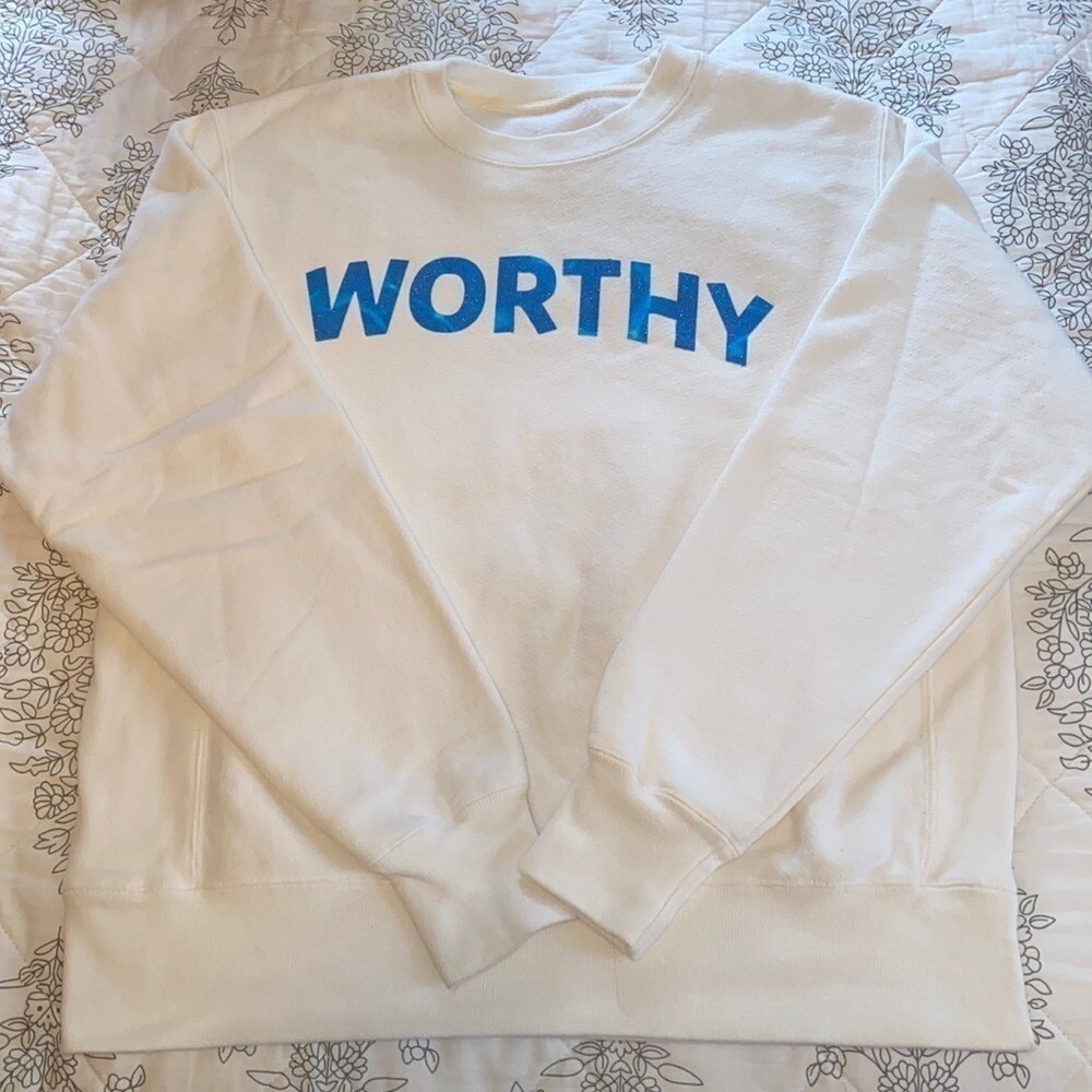 Worthy Galaxy Graphic Crewneck Heavyweight Sweatshirt White Women's Medium